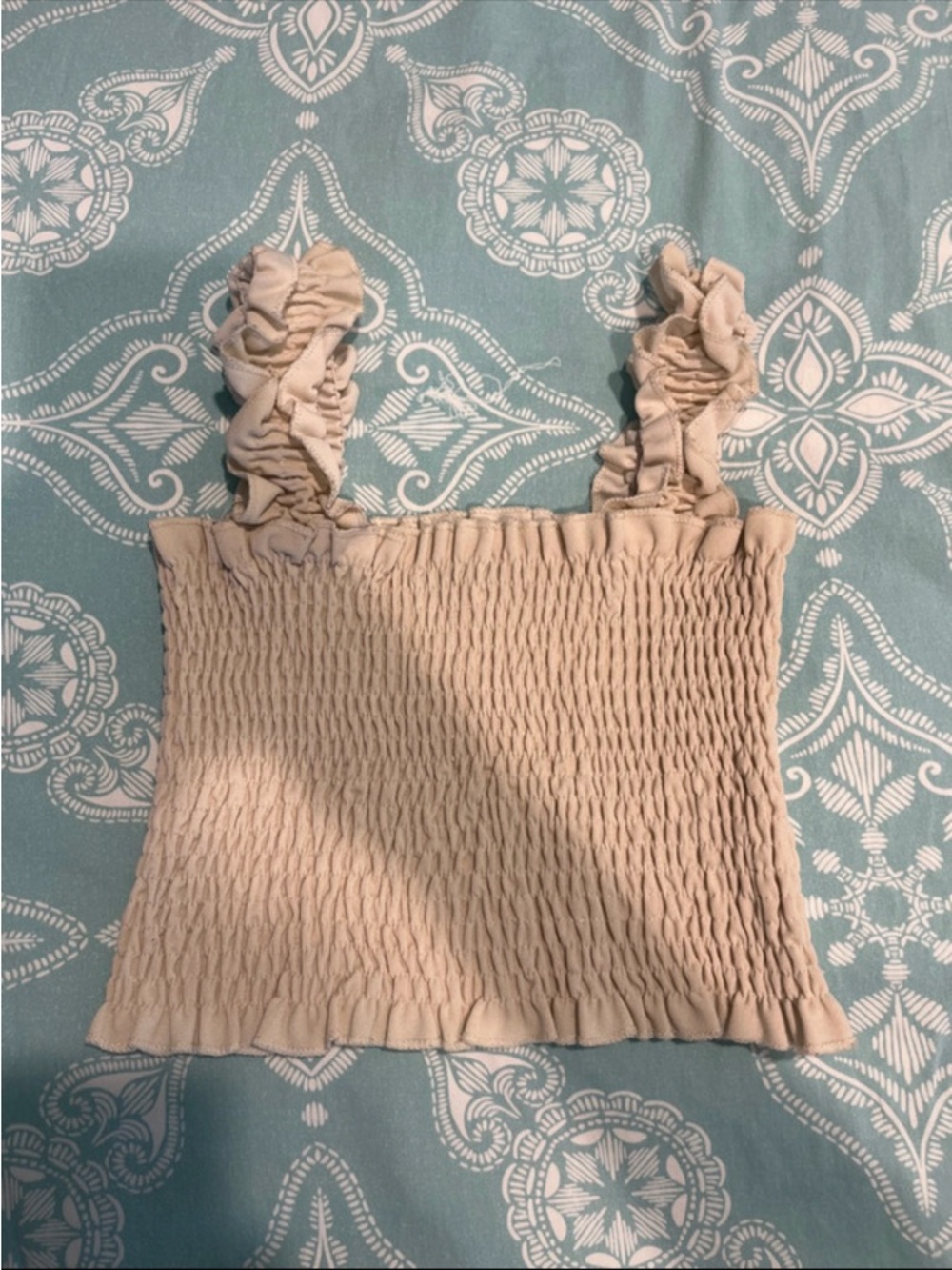 Shein Smocked Ruffle-Strap Crop Top